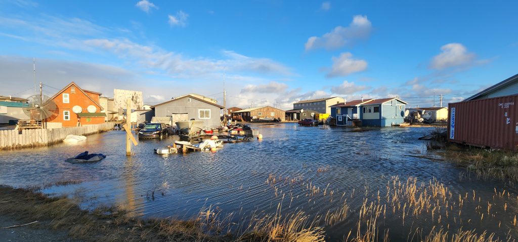 Flooded houses in the low-lying areas in Kotzebue in October 2022